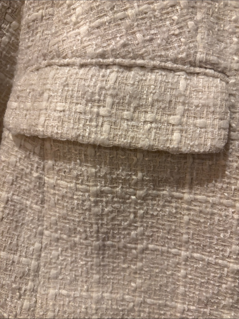 Express Cream Tweed Double-Breasted Blazer with Gold Buttons - Picture 8 of 9